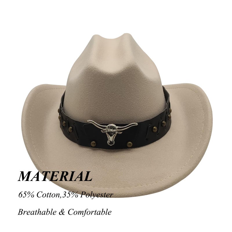 Willheoy Kids Cowboy Hat for Girls Boys Western Cowgirl Hat with Buckle Belt Unisex Wide Brim Fedora Hat Dress Up Costume - Image 2